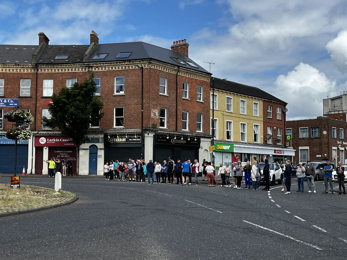 Protest forming at Carlisle Circus, Belfast, part of a series of Loyalist-led demonstrations aimed to block traffic into the city centre ahead of a larger protest at City Hall and an Islamic cultural centre