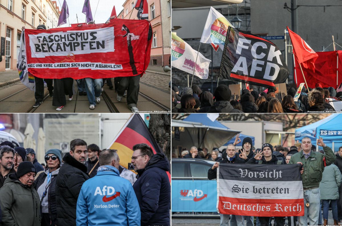 In Brandenburg an der Havel there were protests today against an AfD election campaign event. Around 200 people took part in an Antifa demonstration. The AfD event attracted around 250 people, including several young neo-Nazis.