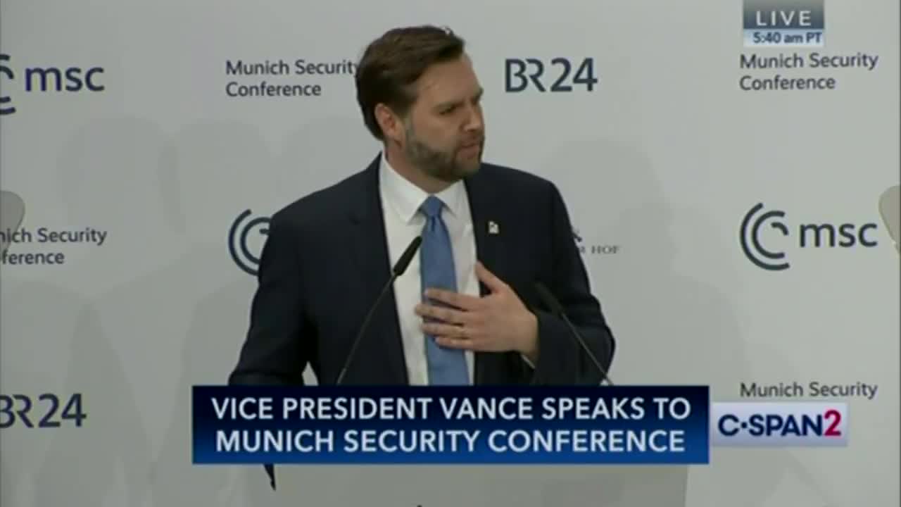 Vance à la Conférence de Munich sur la sécurité :  La menace qui m'inquiète le plus vis-à-vis de l'Europe n'est pas la Russie, ni la Chine, ni aucun autre acteur extérieur. Ce qui m'inquiète, c'est la menace qui vient de l'intérieur.