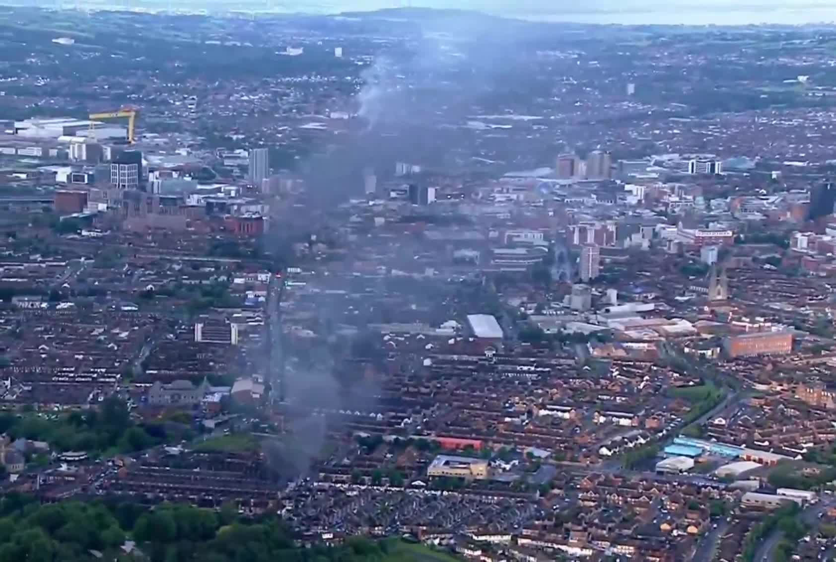 Belfast skyline amid protests over the attempted beheading of a man